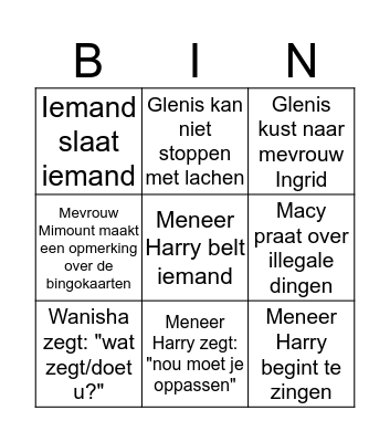 Mevrouw Ingrid Bingo Card