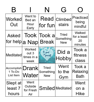 Self-Care Bingo Card