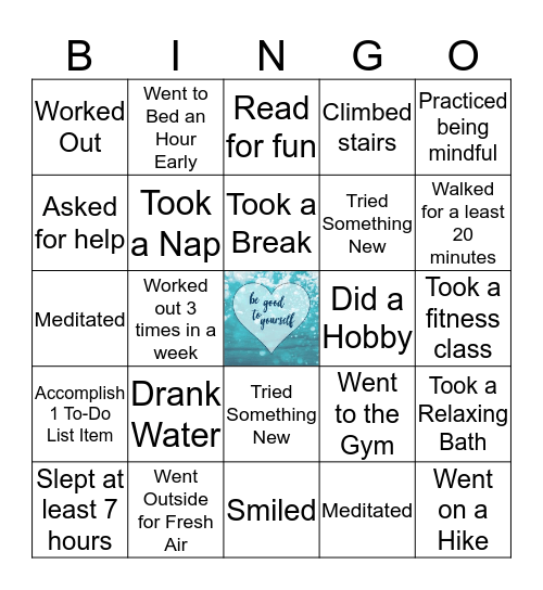 Self-Care Bingo Card