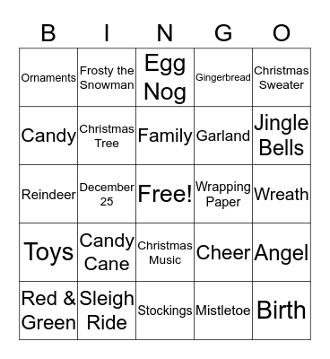 Christmas  Bingo Card