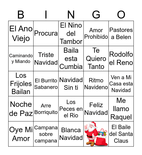 Bingo Navidad Bingo Card