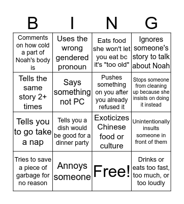 Lingo! Bingo Card