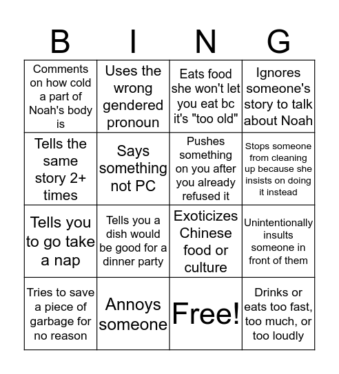 Lingo! Bingo Card