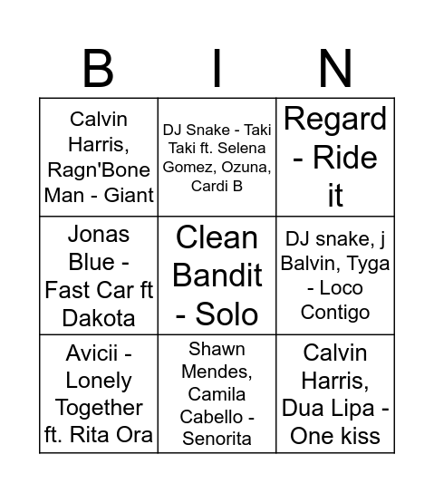MusicBingo Card