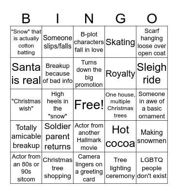 Hallmark Christmas Bingo Card