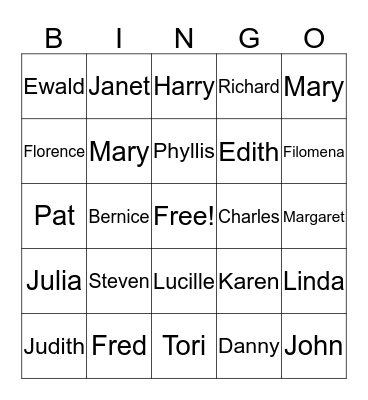 "Lunch With Us" Name Bingo Card