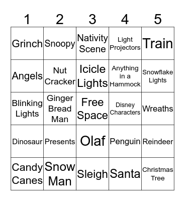 Christmas Light Bingo  Bingo Card