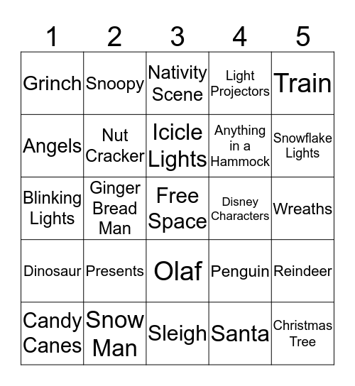 Christmas Light Bingo  Bingo Card