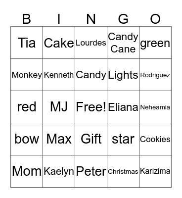 Christmas 2019 Bingo Card