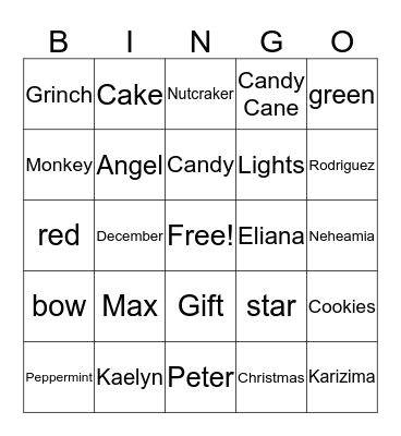 Christmas 2019 Bingo Card