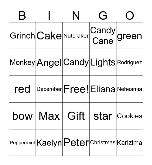Christmas 2019 Bingo Card