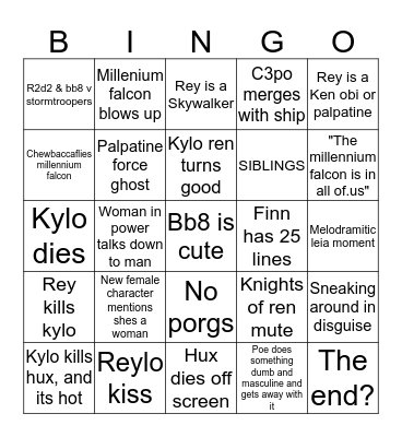 Star wars bingo  Bingo Card