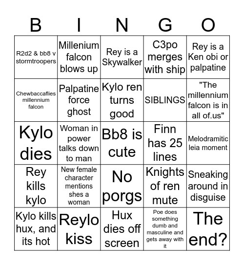 Star wars bingo  Bingo Card