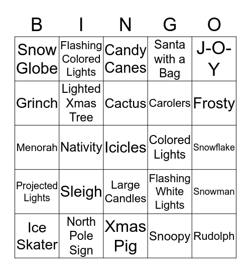 CHRISTMAS LIGHT  Bingo Card
