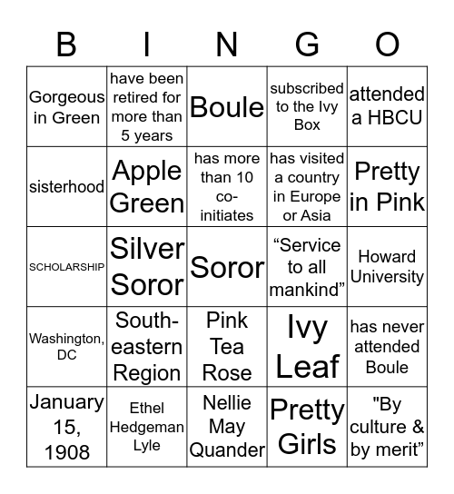 Pretty Girl Bingo  Bingo Card