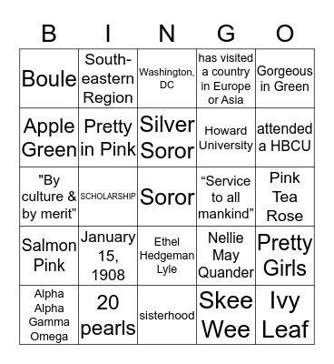 Pretty Girl Bingo  Bingo Card