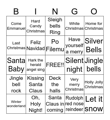 Elves Christmas Carol Bingo Card