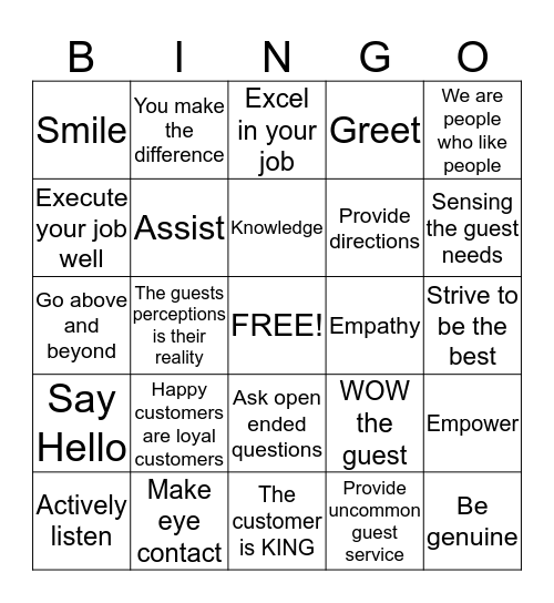 Word/ Phrase Bingo Card