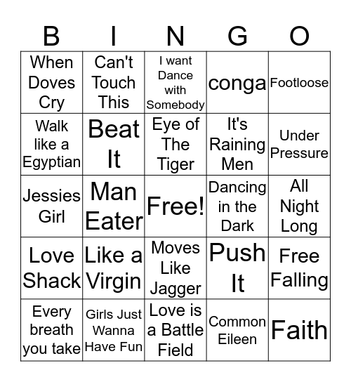 80's Bingo Card