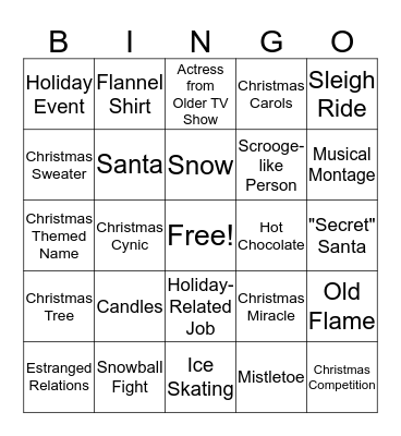 Christmas Movie Bingo Card