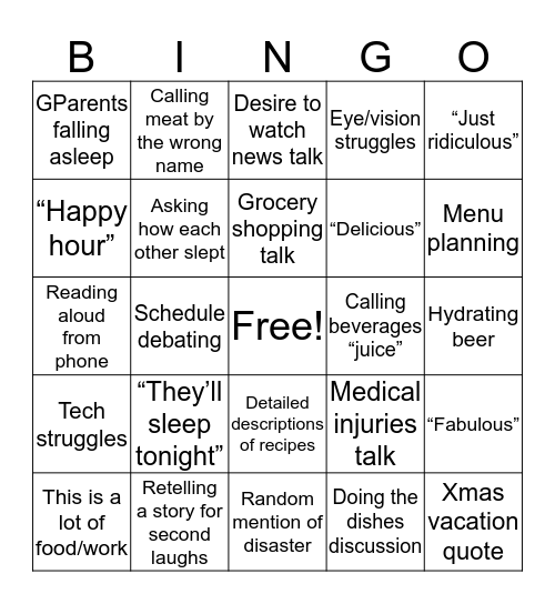 Parent Bingo 2019 Bingo Card