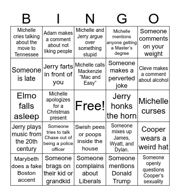 Christmas family bingo game
