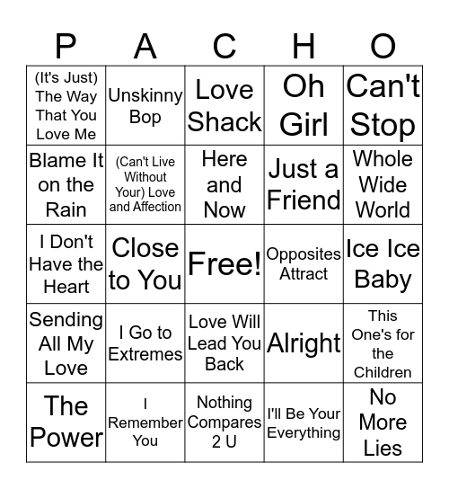 PACHO Bingo Card