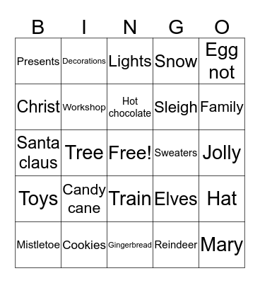 Christmas  Bingo Card
