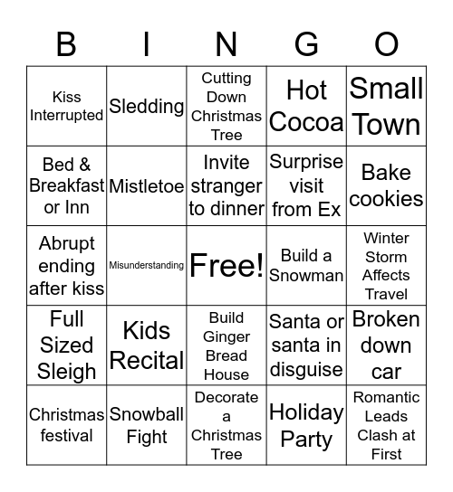 Hallmark Movie Bingo Card