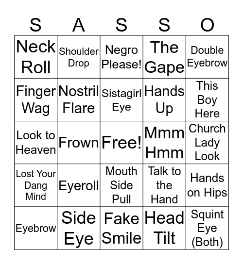 Sass Bingo Card