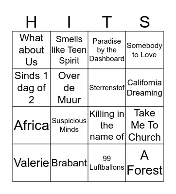 TOP 2000 Bingo Card