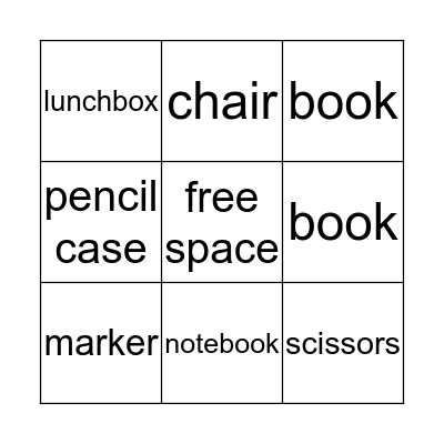School things Bingo Card