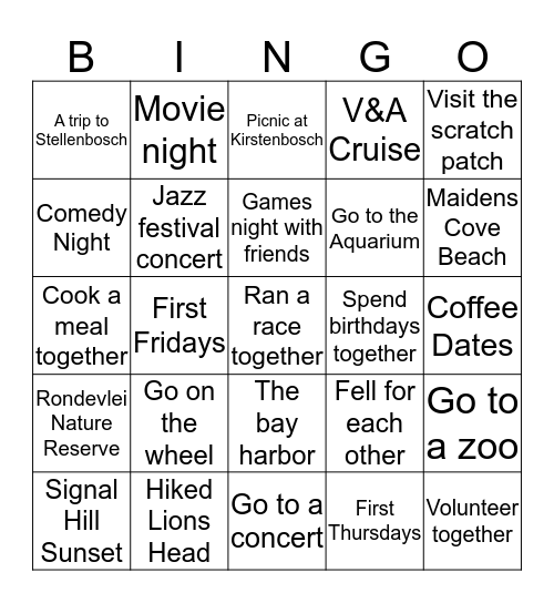 2020 Relationship Activities  Bingo Card
