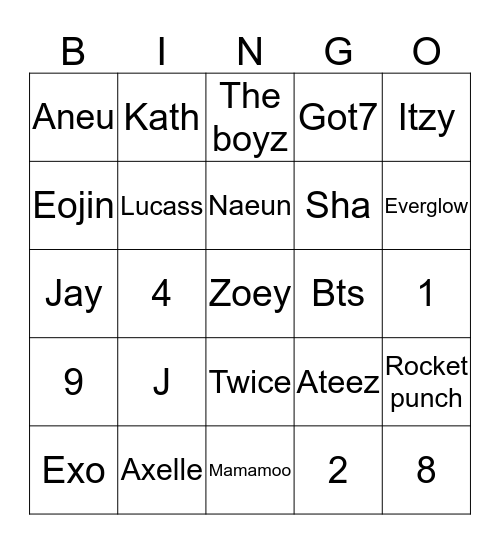 Eojin Joo Bingo Card