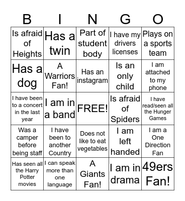 Get To Know BINGO Card