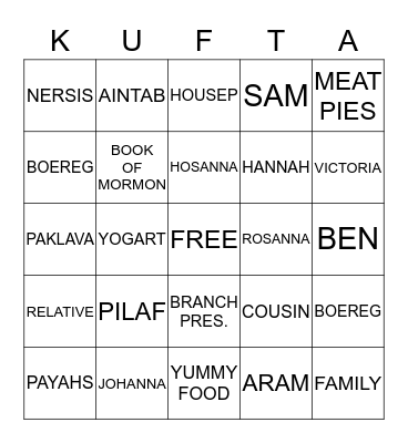 NERSIS FAMILY Bingo Card