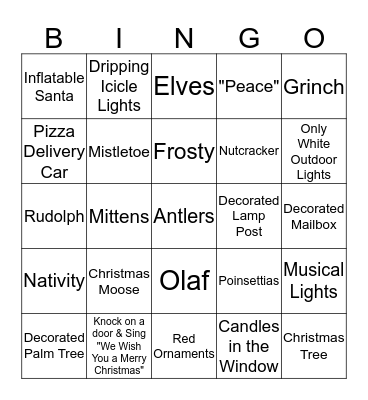 HOLIDAY BINGO  Bingo Card
