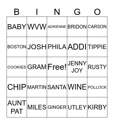 CHRISTMAS ON THE MOUNTAIN Bingo Card