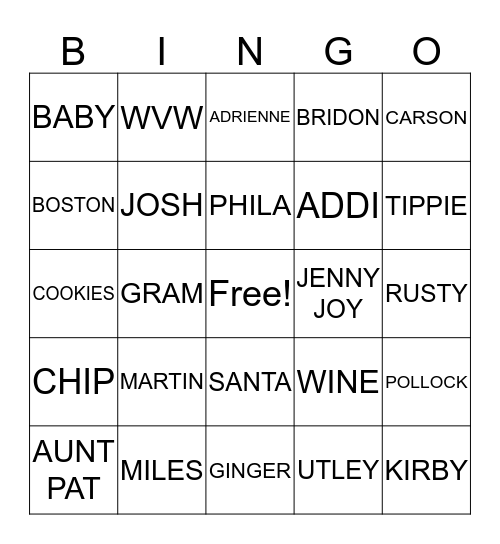 CHRISTMAS ON THE MOUNTAIN Bingo Card