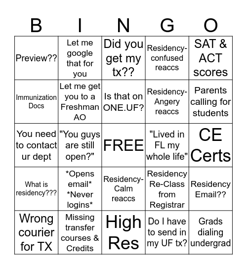 Christmas Eve Bingo Card