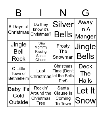 Christmas Song Bingo Card