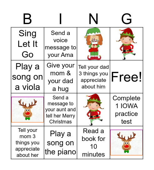 Christmas Eve Bingo Game! Bingo Card