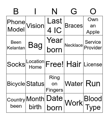 Untitled Bingo Card