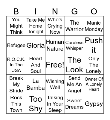 80s Music III Bingo Card