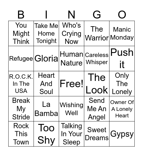 80s Music III Bingo Card