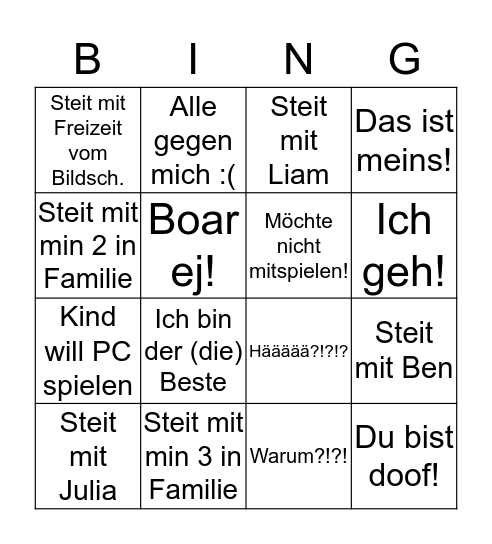 Christmas BS bingo Card