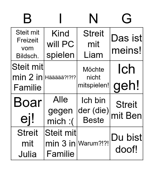 Christmas BS bingo Card