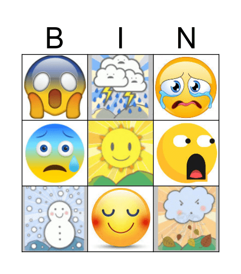 WEATHER AND EMOTIONS Bingo Card