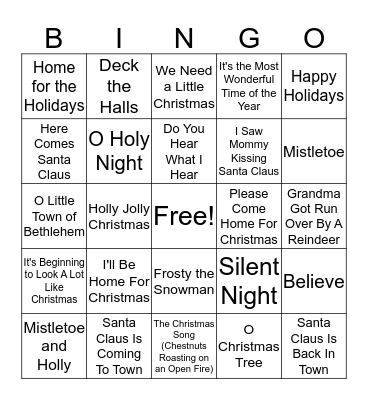 Holiday Bingo Card