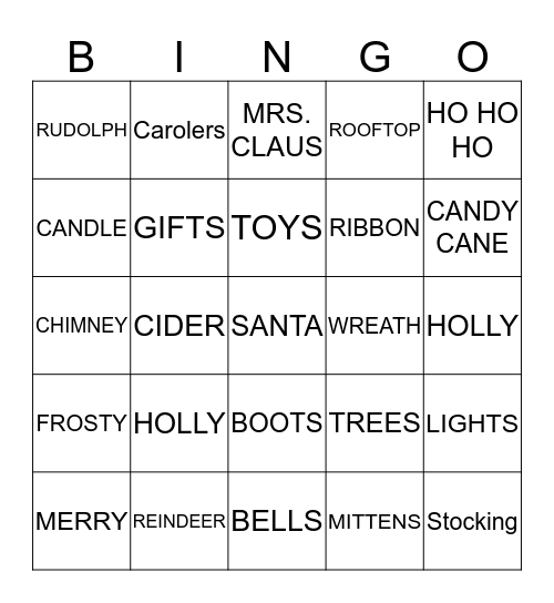 HOLIDAY Bingo Card